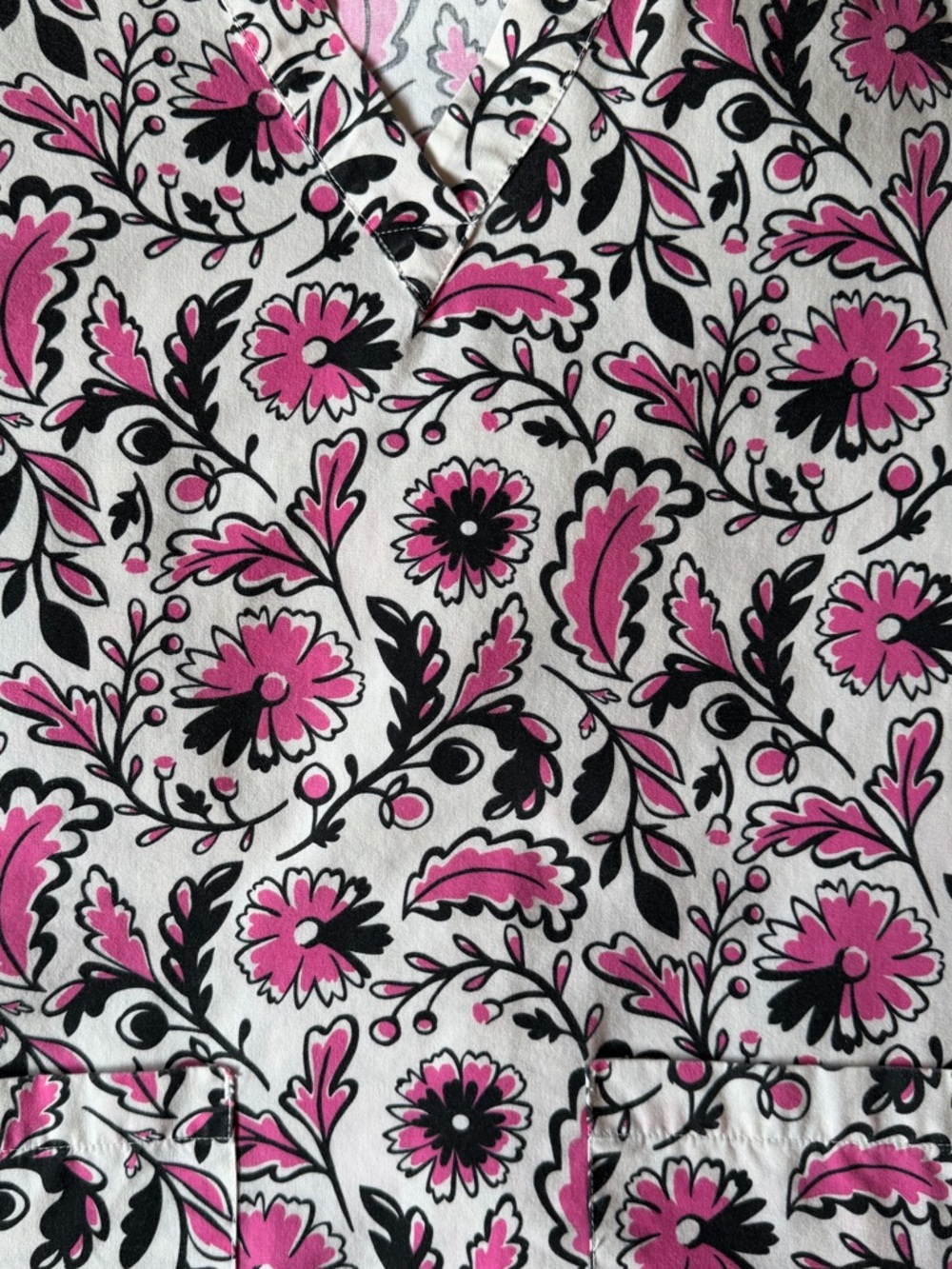 Tafford Floral Pink & Black V-Neck Scrub Top - Picture 8 of 8